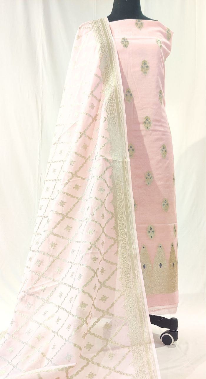 Pink Banarasi Silk Suit