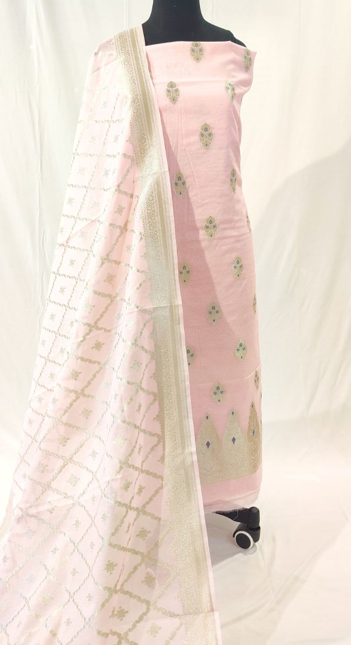 Pink Banarasi Silk Suit