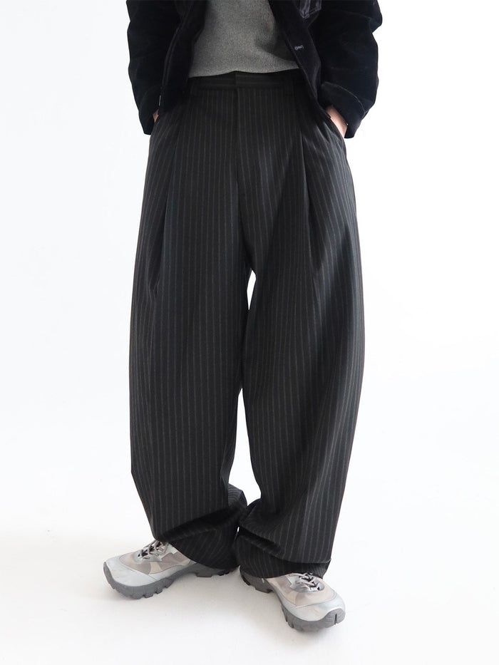 Pinstripe Two-Tuck Wide Slacks