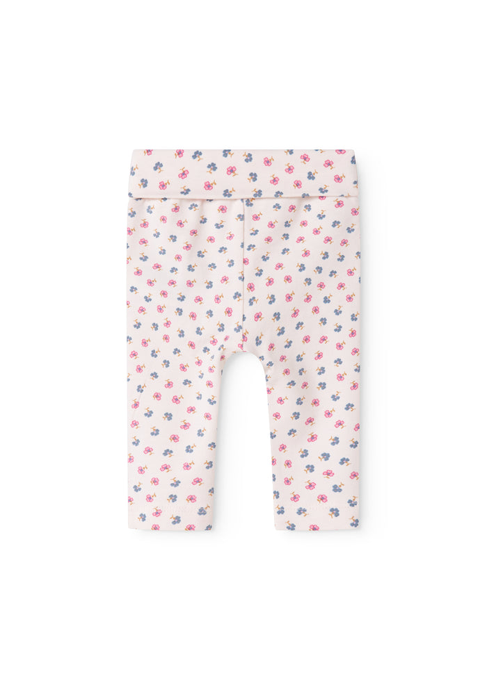 Blomstrede babybukser med mini blomsterprint, frontsøm og elastisk linning