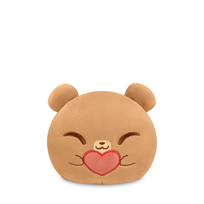 A Plushiverse Unbearably Cute 4" Reversible Plushie by TeeTurtle, with a heart in its mouth, perfect as a Valentine's Day gift or as a reversible plushie.