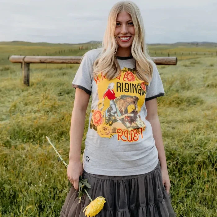 Woman in High Horse Riding tee, 8L5A0066