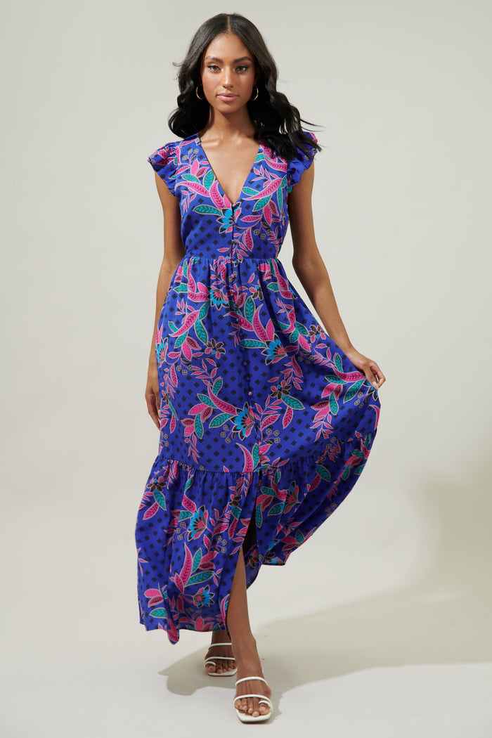 Rayanne Indigo Evianna Button Down Maxi Dress