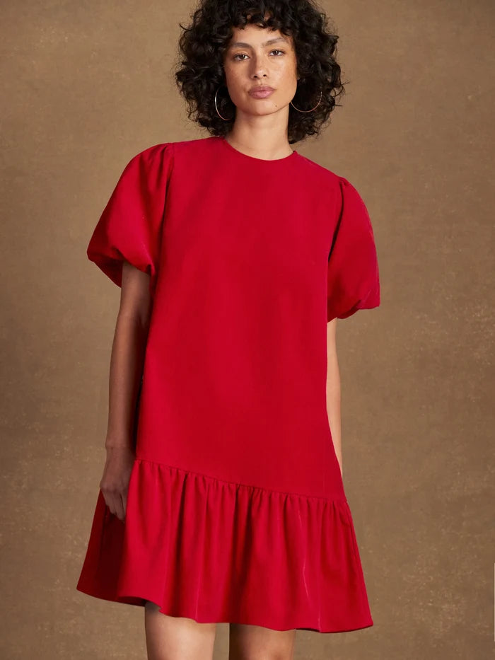 Red Baby Cord Mini Dress