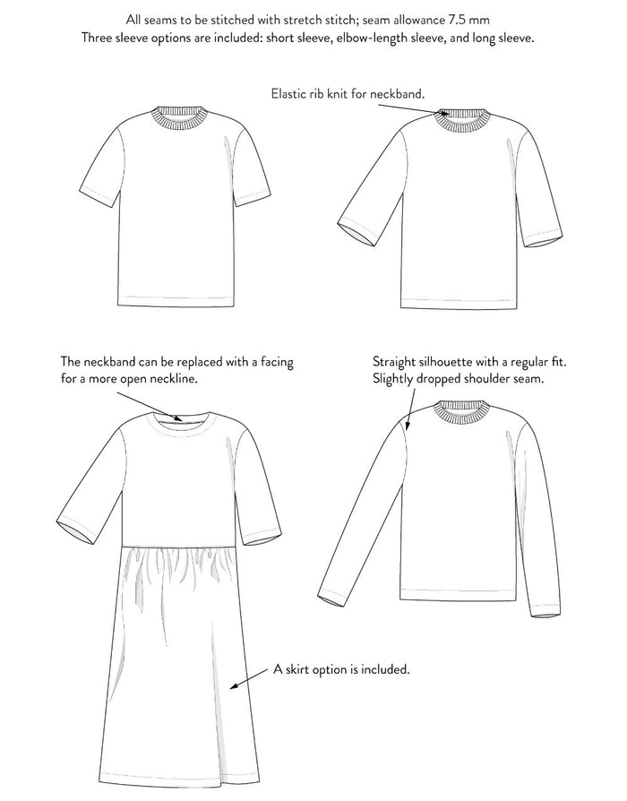 Regular Fit T-shirt and Dress Paper Sewing Pattern, The Assembly Line