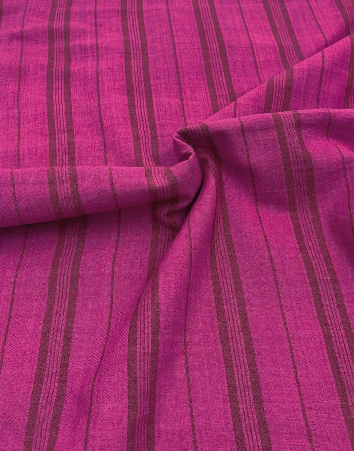 Remnant 1.45m - Magenta Stripe Indian Woven Cotton Fabric