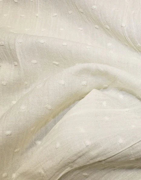 Remnant 55cm -Ivory Dobby Cotton, Swiss Knot Fabric