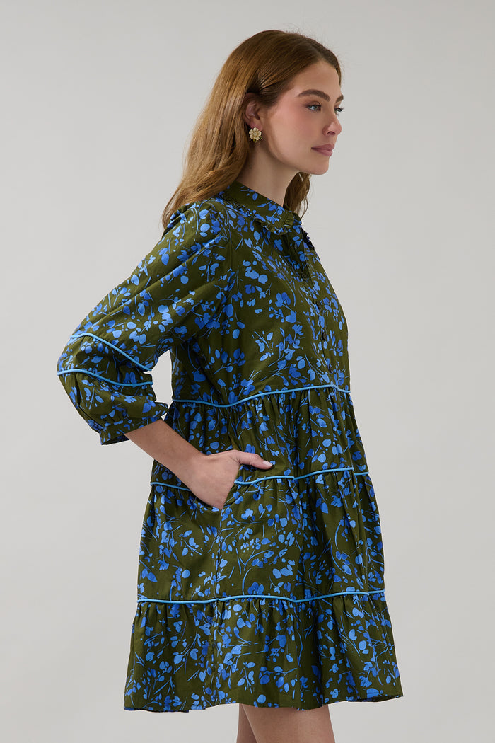 Retra Collared Tiered Mini Dress Solvay Floral
