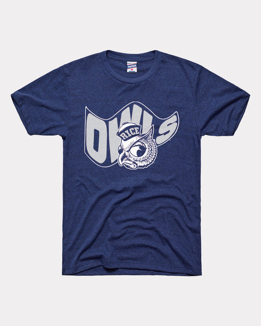 Rice Owls Waving Flag Heather Navy T-Shirt