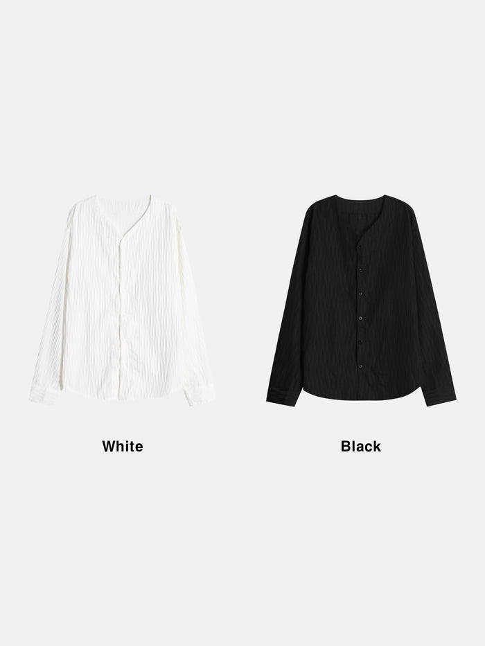 Ripple Texture V-Neck Shirt
