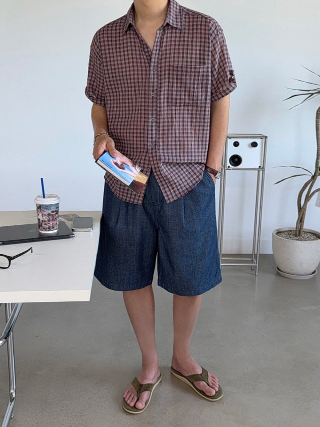 Roll-Up Toy Check Half Shirt