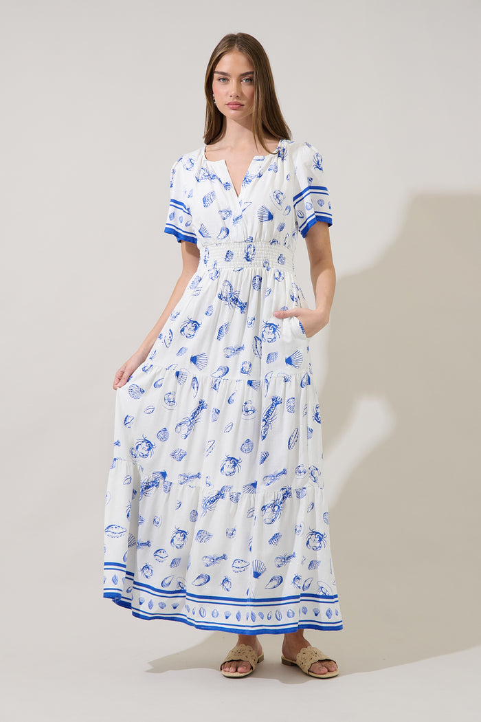 Rony Smocked Maxi Dress Sea Tale