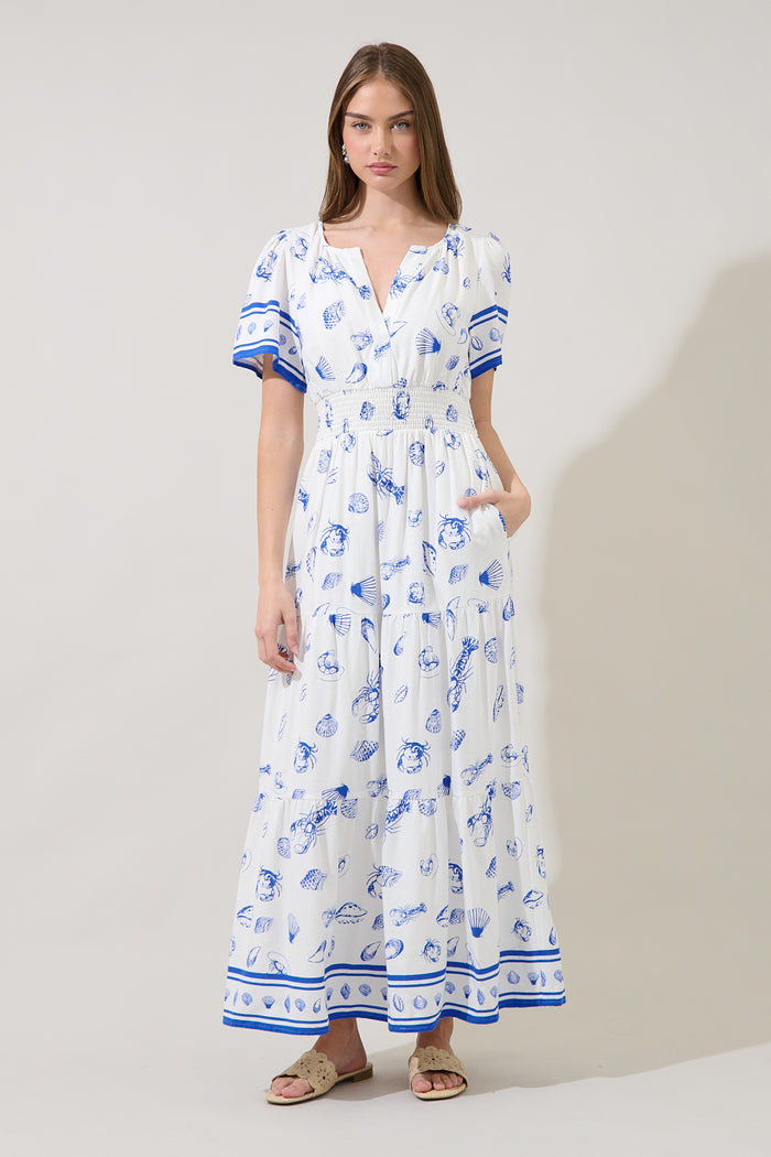 Rony Smocked Maxi Dress Sea Tale