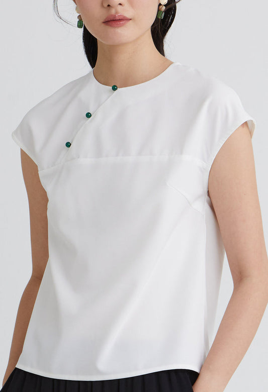 Round Collar Mandarin Top