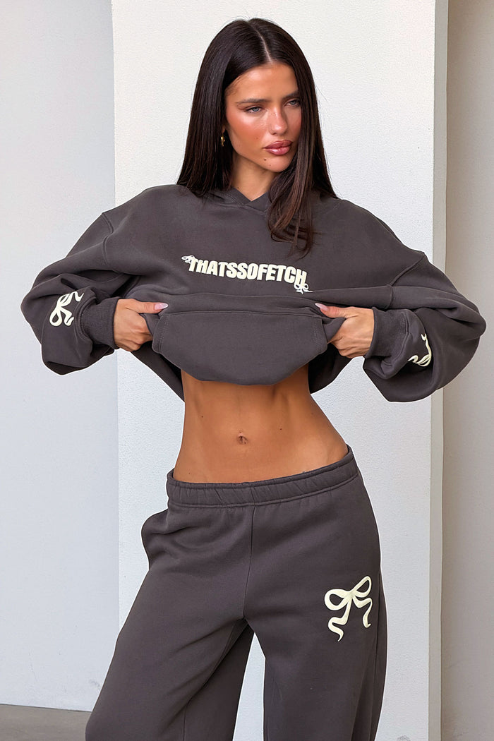 Sadie Bow Wide Leg Sweatpants - Charcoal