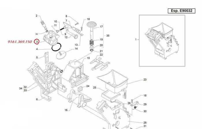 SAECO Parts - Grey Counterpiston for Saeco Incanto/ Gaggia Titanium, 9161.369.150 - Coffeesection