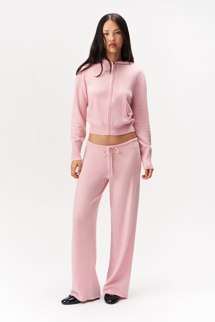 SAMANTHA CASHMERE SWEATER HOODIE IN PINK