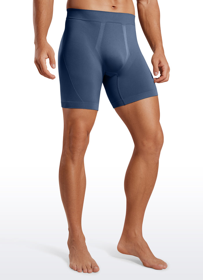 CRZ YOGA Men's Seamless Boxer Briefs Sports Underwear (3-Pack) Green Jade Electric Blue Khali Barley
