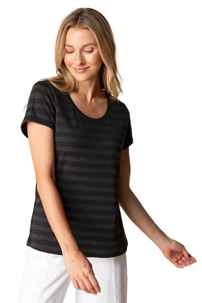 Shadow Stripe Short Sleeve Top - 30013