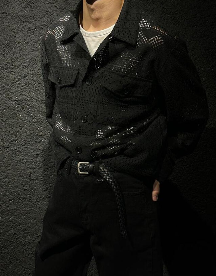 Sheer Lace Utility Shirt