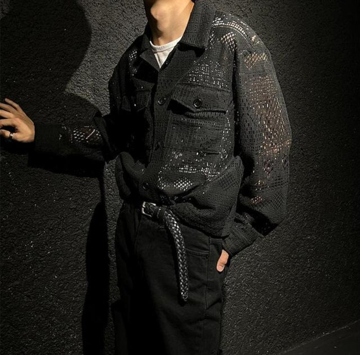 Sheer Lace Utility Shirt