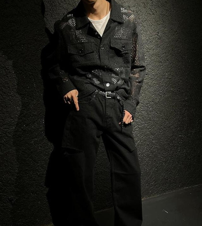 Sheer Lace Utility Shirt
