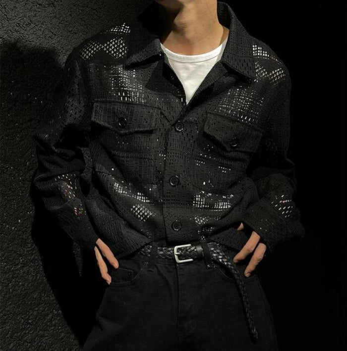 Sheer Lace Utility Shirt