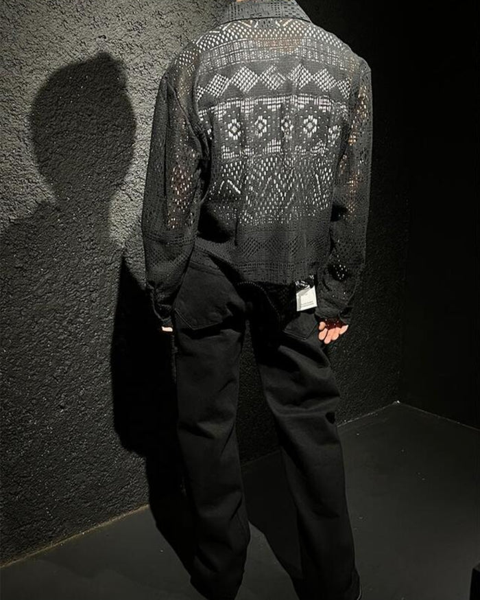 Sheer Lace Utility Shirt