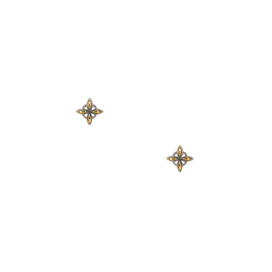 Silver and 10k Gold Celestial Stud Earrings