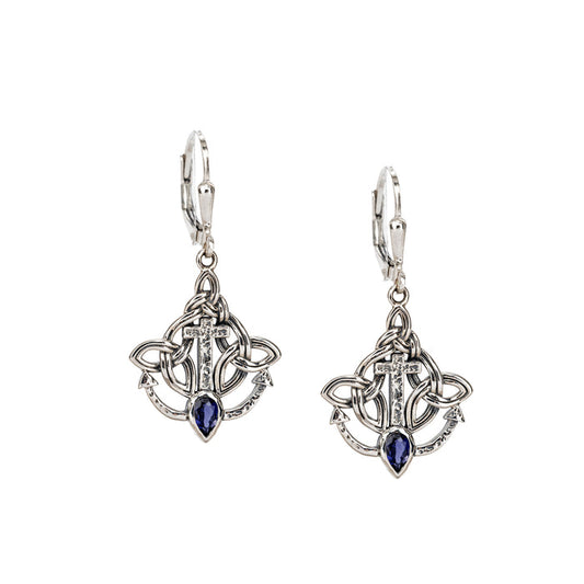 Silver Rocks 'n Rivers Leverback Anchor Earrings - Iolite