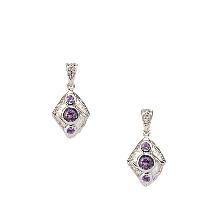 Silver Rocks 'n Rivers Post Earrings - Amethyst