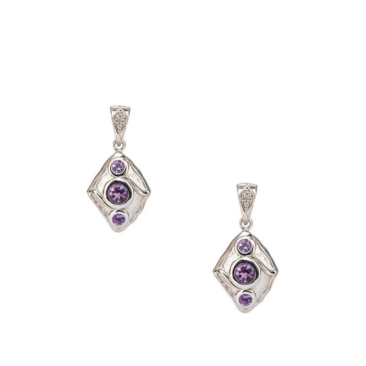 Silver Rocks 'n Rivers Post Earrings - Amethyst
