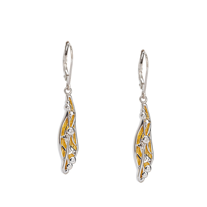 Silver with 23k Gold Gilding Celestial Leverback Earrings