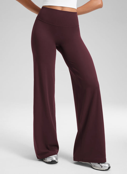 CRZ YOGA Women's Softretch Workout No Front Seam Wide Leg Pant 30" Ripe Plum