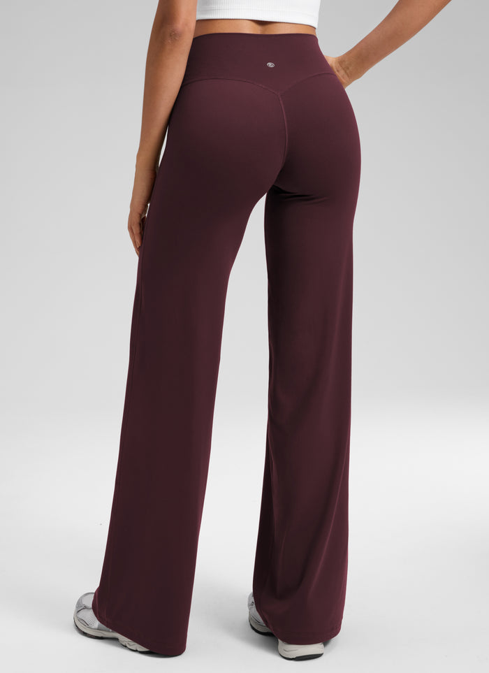 CRZ YOGA Women's Softretch Workout No Front Seam Wide Leg Pant 30" Ripe Plum