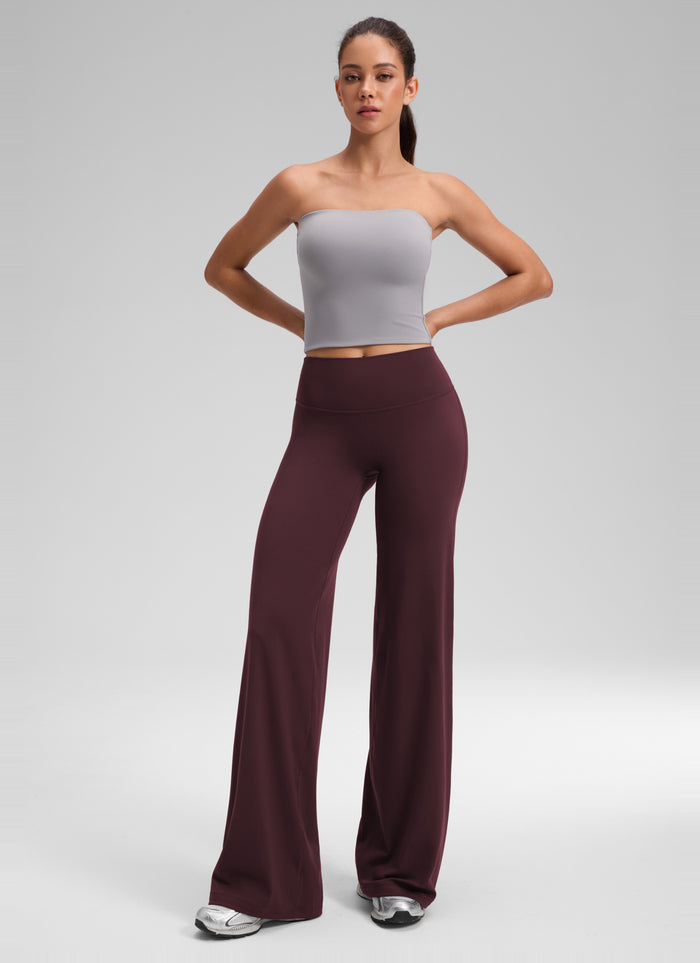 CRZ YOGA Women's Softretch Workout No Front Seam Wide Leg Pant 30" Ripe Plum