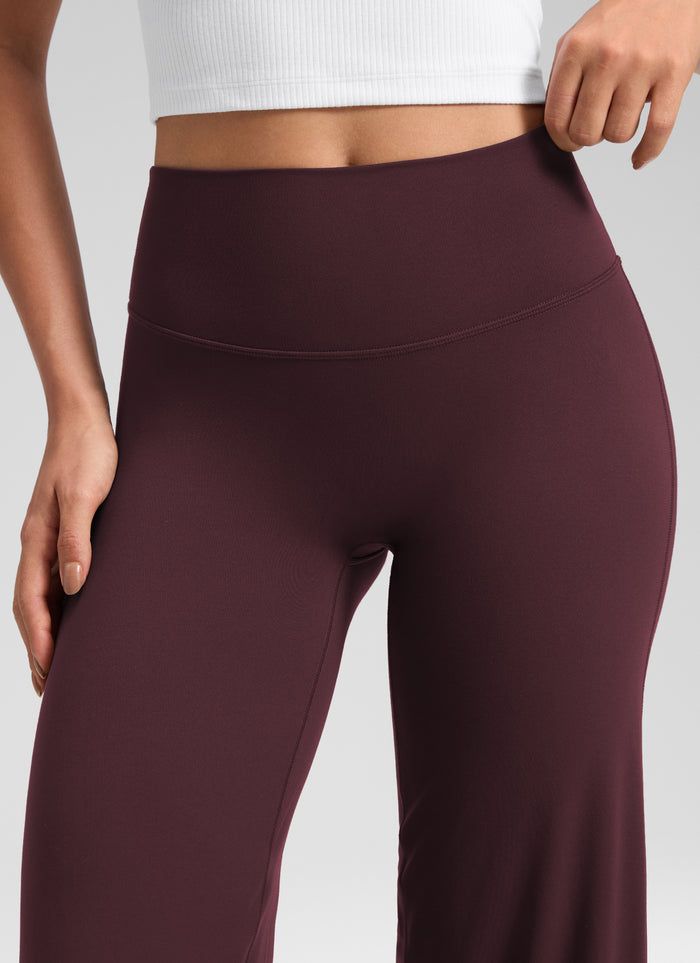 CRZ YOGA Women's Softretch Workout No Front Seam Wide Leg Pant 30" Ripe Plum