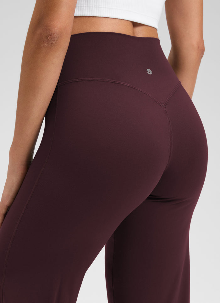 CRZ YOGA Women's Softretch Workout No Front Seam Wide Leg Pant 30" Ripe Plum