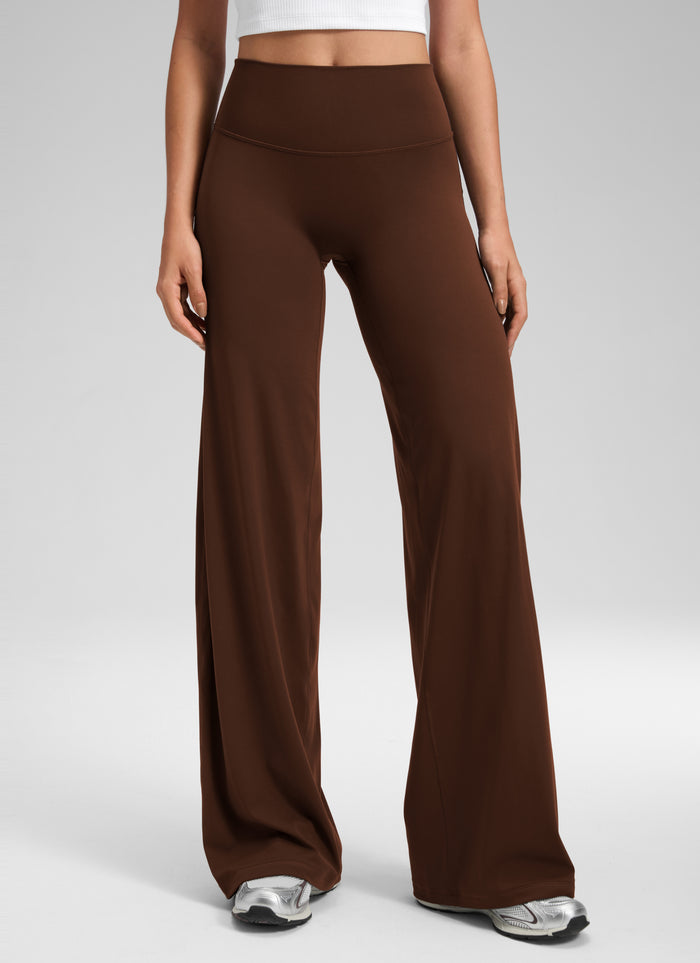 CRZ YOGA Women's Softretch Workout No Front Seam Wide Leg Pant 30" Lava Brown