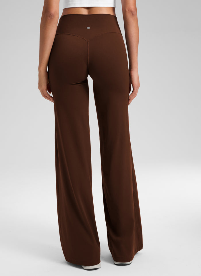 CRZ YOGA Women's Softretch Workout No Front Seam Wide Leg Pant 30" Lava Brown
