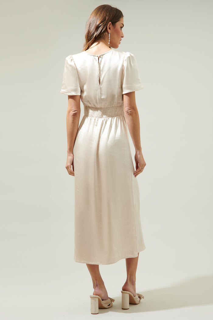 Spice Satin Bloom Midi Dress