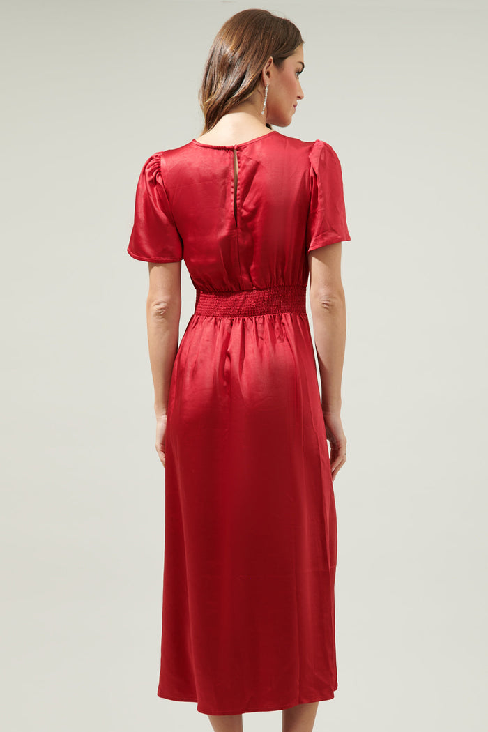 Spice Satin Bloom Midi Dress