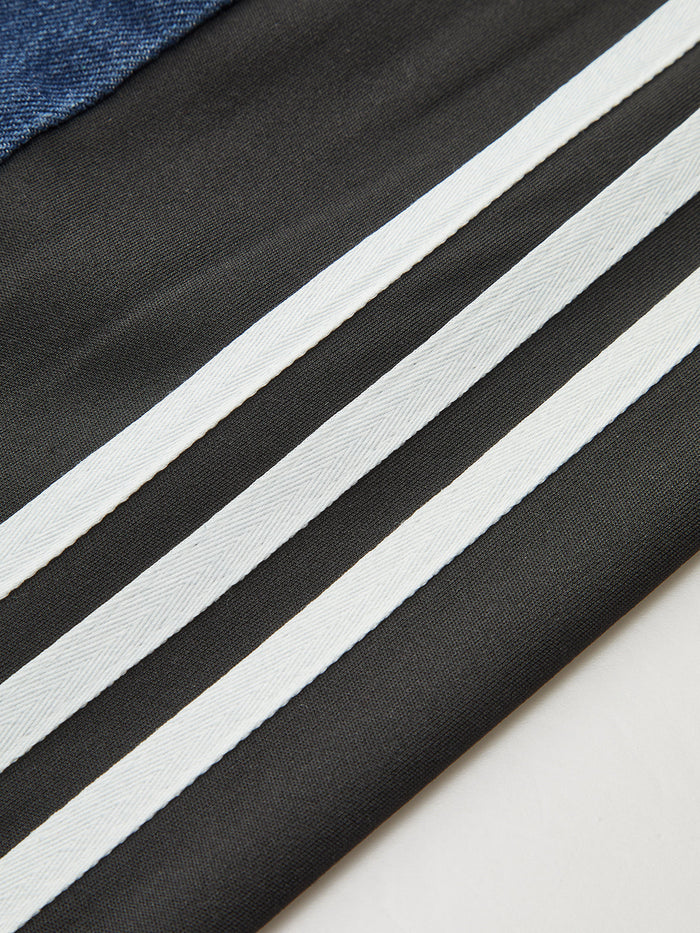 Striped Side Panel Mid-Waist Jeans