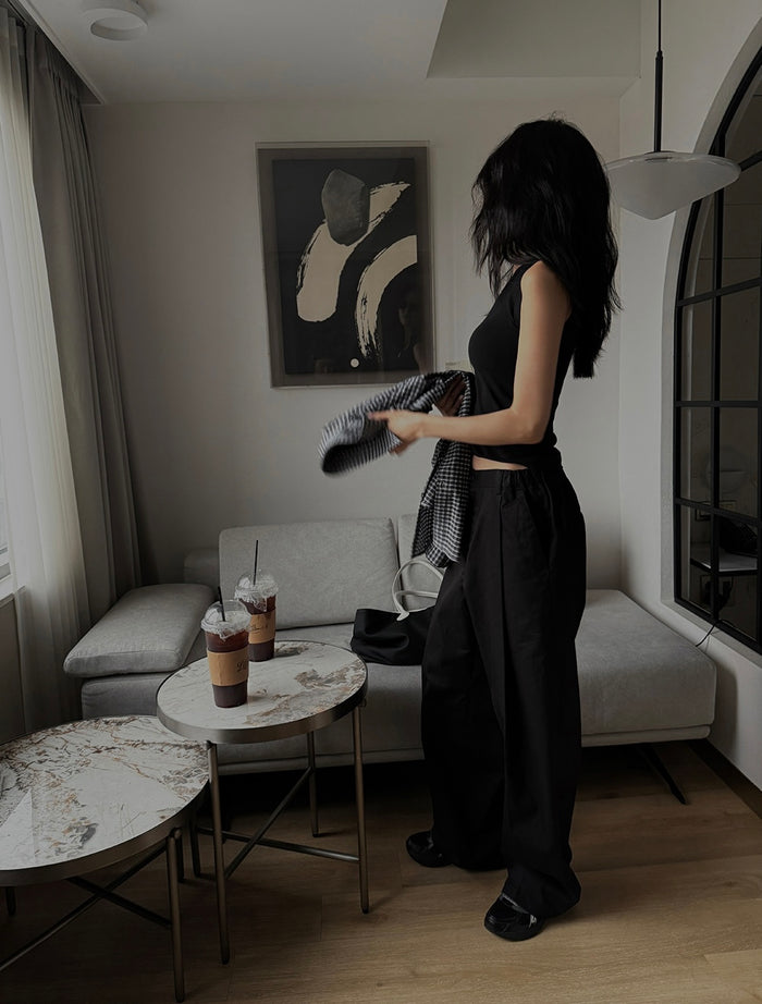 Summer Wide Tuck Banding Pants