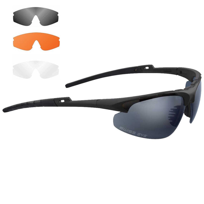 swiss eye apache tactical glasses black frame smoke orange clear lens