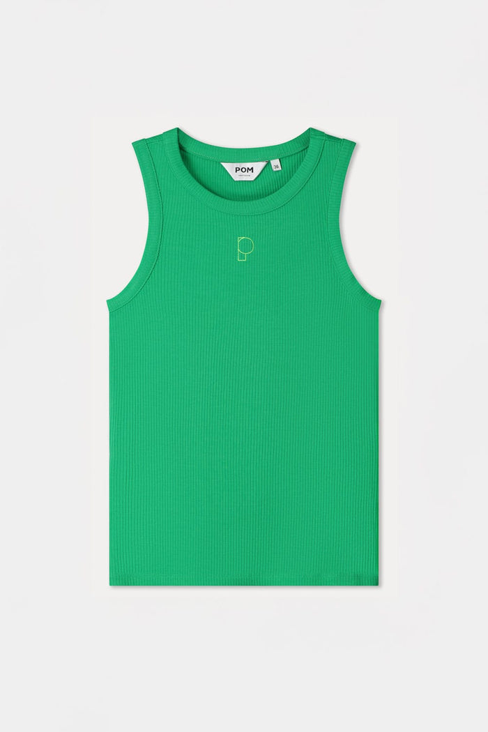 POM Amsterdam Tops TANKTOP - Rib Palm Green