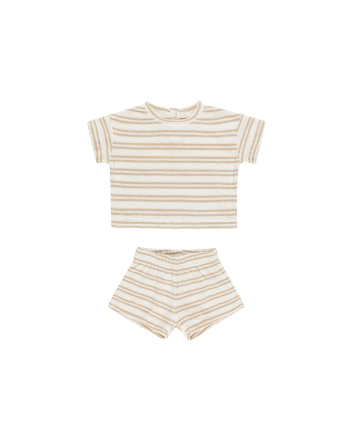 Terry Tee + Shorts Set || Oat Stripe