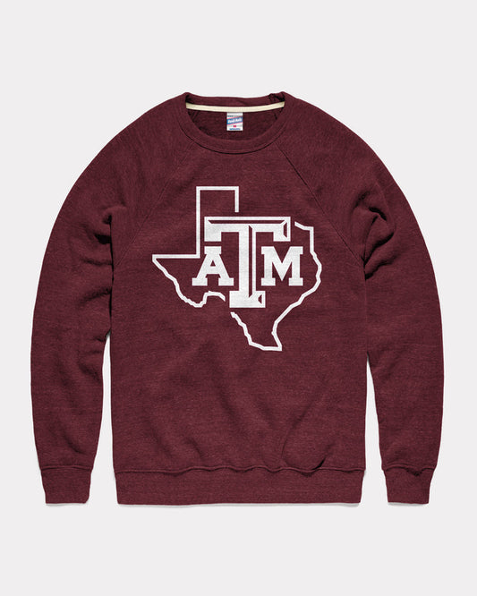 Texas A&M Texas Shape Maroon Crewneck