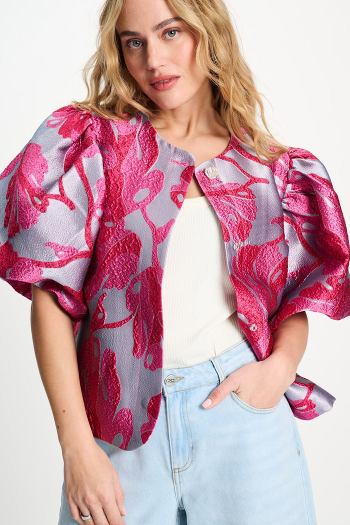POM Amsterdam Tops TOP - Urban Flora Blue Jacquard