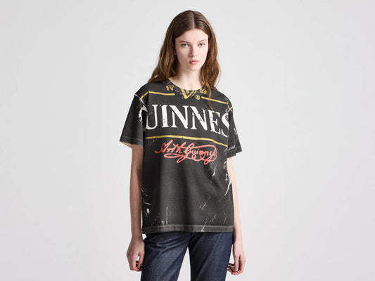 Unisex JW ANDERSON X GUINNESS BOTTLE TOP PRINT T-SHIRT IN BLACK